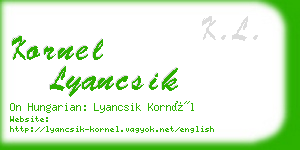 kornel lyancsik business card